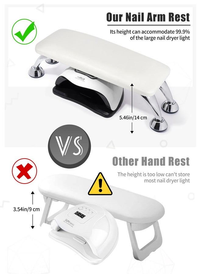 Deciniee Nail Arm Rest for Acrylic Nails, Microfiber Leather Nail Hand Rest Cushion for Nails, Soft Hand Pillow Footstool with 4 Stainless Steel Stands Thick Sponge Nail Pillow for Nail Tech Use (White) - Image 4